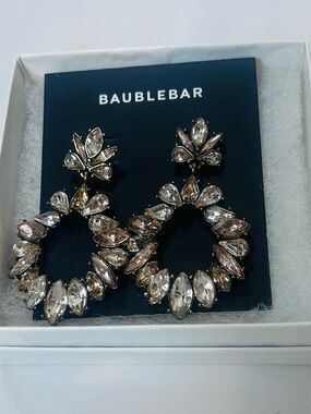 BaubleBar Champagne Crystal Statement Drop Earrings NWT